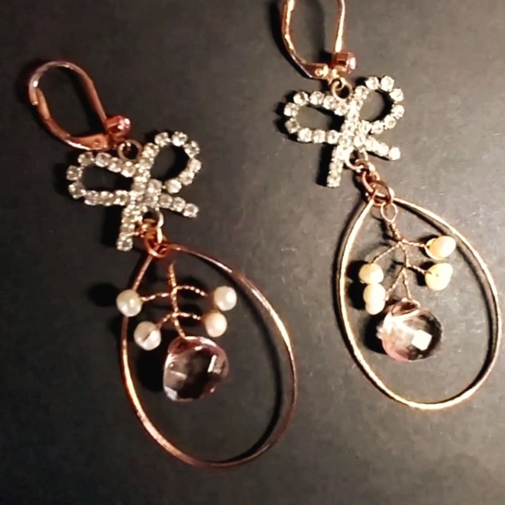 Cute bow with loop earings